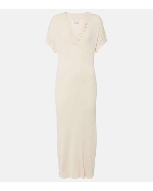 Varley White Aria Ribbed-knit Cotton Jersey Midi Dress