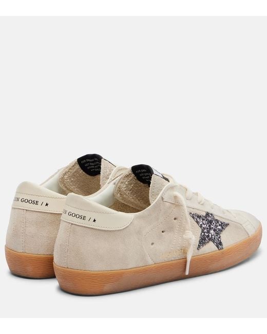 Golden Goose Deluxe Brand White Super-Star Glitter Suede Sneakers