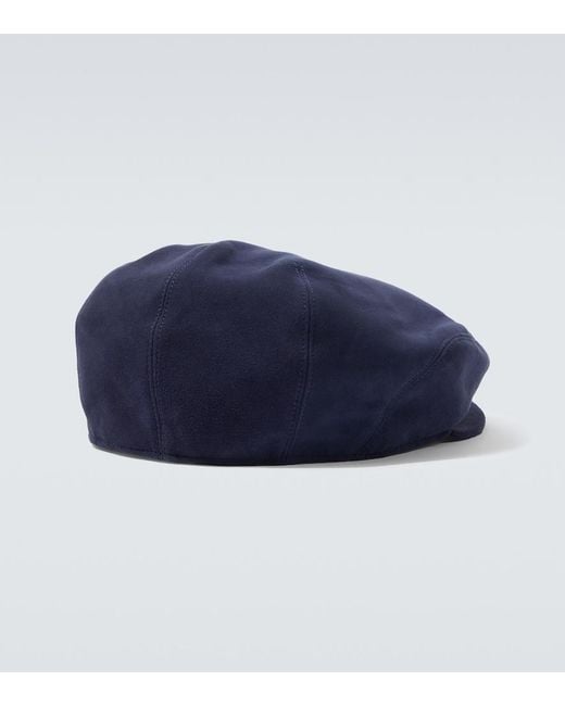 Borsalino Blue Suede Newsboy Cap for men