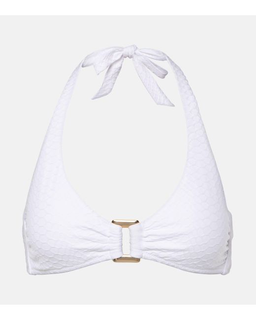 Heidi Klein White Milos Halterneck Bikini Top