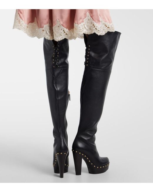 Chloé Black Lola Studded Leather Over-The-Knee Boots