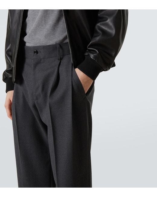 Dolce & Gabbana Black Wool-Blend Straight Pants for men