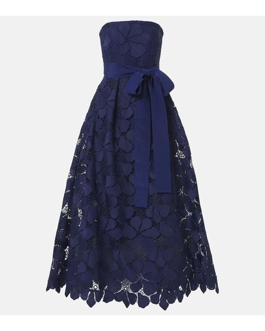 Elie Saab Blue Lace Bustier Gown