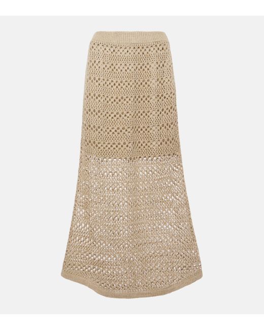 Brunello Cucinelli Natural Linen And Silk Maxi Skirt