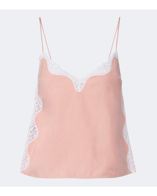 Posse Pink Tabitha Lace-Trimmed Top