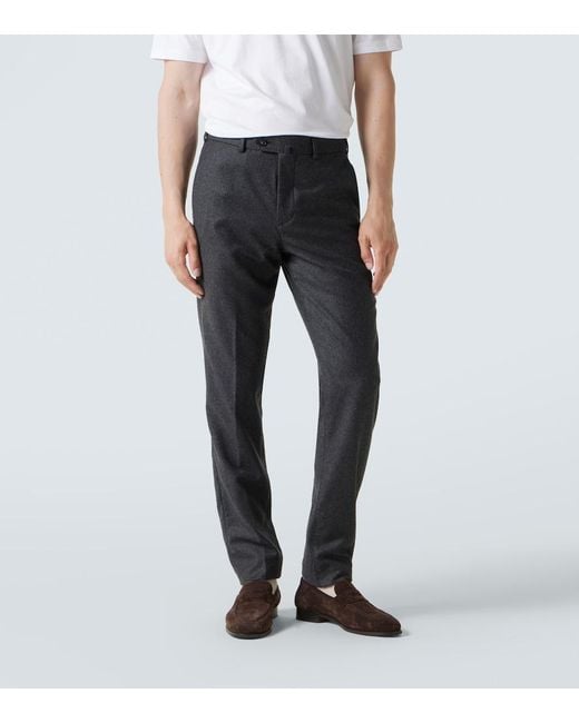 Loro Piana Black Carlo Wool And Cashmere Straight Pants for men