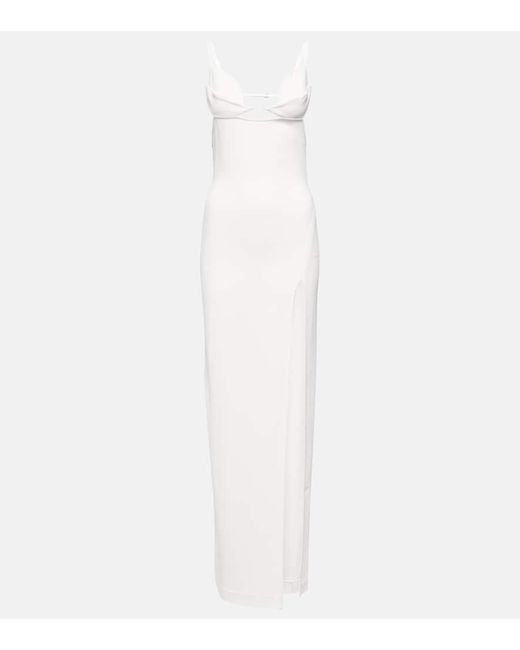 Nensi Dojaka White Bridal Robe Aus Crepe