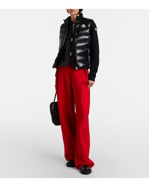 Moncler Black Down-Paneled Virgin Wool Cardigan