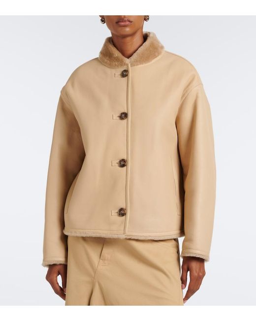 Yves Salomon Natural Reversible Shearling-Trimmed Leather Jacket