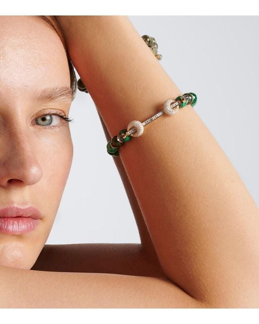 ANANYA Green Chakra 18Kt Beaded Bracelet With Gemstones