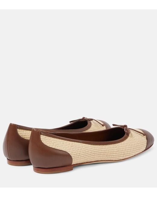 Manolo Blahnik Brown Capbl Raffia Ballet Flats