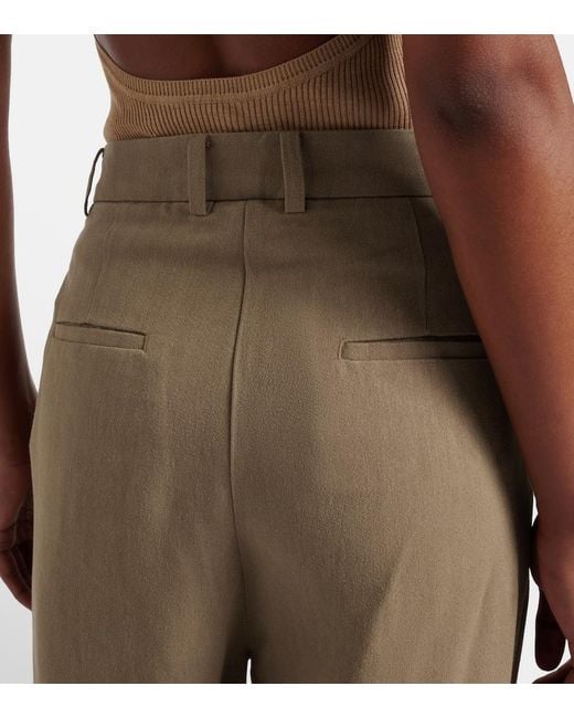 Frankie Shop Natural Marfa Pleated Wide-Leg Pants