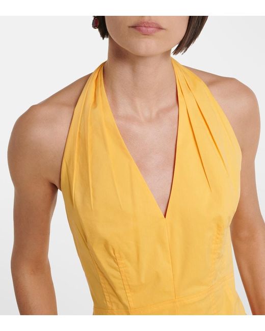Jonathan Simkhai Yellow Brooke Gathered Cotton-Blend Minidress