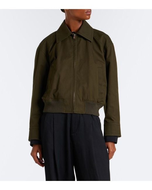Bottega Veneta Green Intrecciato Cotton Blouson Jacket