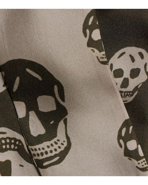 McQueen Green Skull Silk Twill Scarf