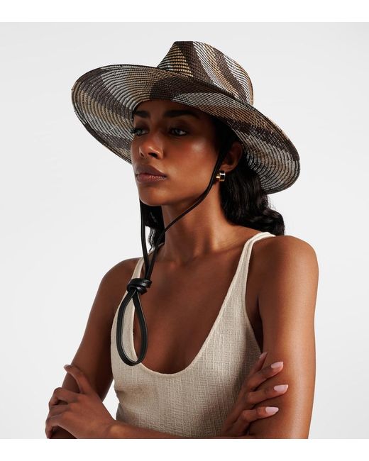 Ruslan Baginskiy Brown Striped Straw Fedora