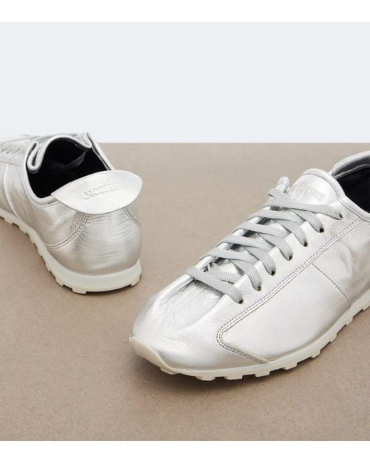 Jacquemus White Tennis Metallic Leather Sneakers