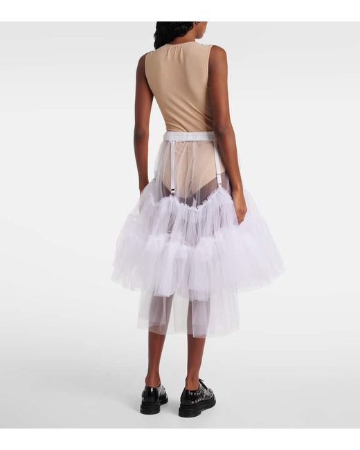 Falda Midi De Tul Translucida Noir Kei Ninomiya de color White