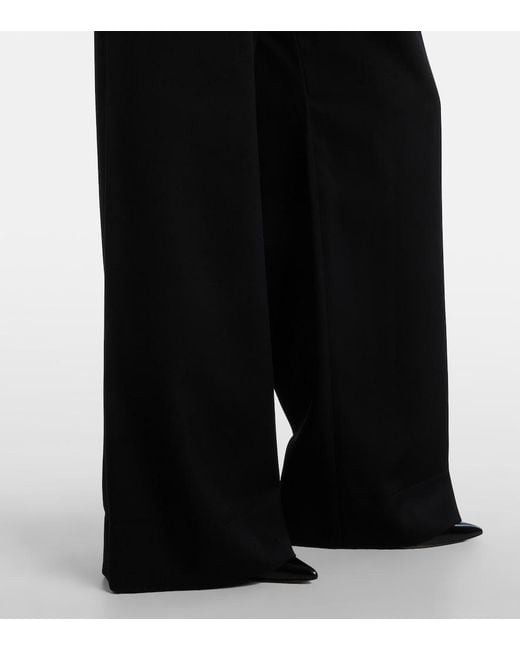 Wardrobe NYC Black Pleated Low-Rise Wide-Leg Wool Pants