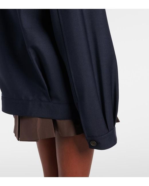 Miu Miu Blue Mohair And Wool Blouson Jacket