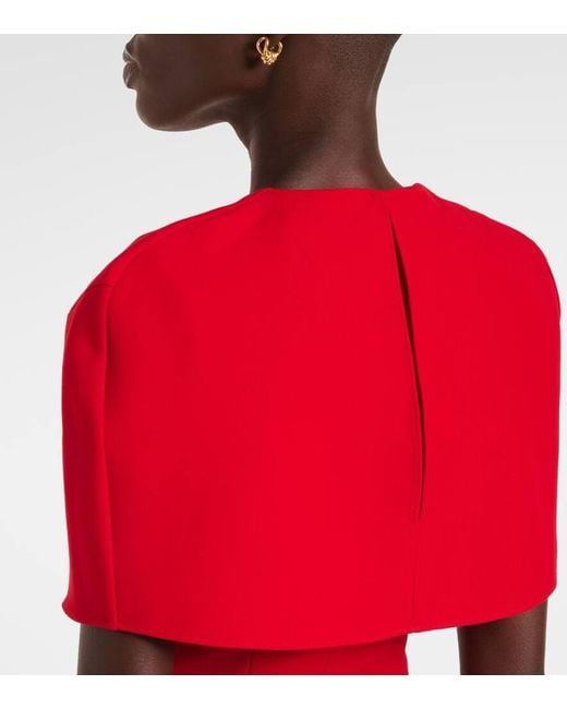 Roland Mouret Red Caped Crepe Midi Dress