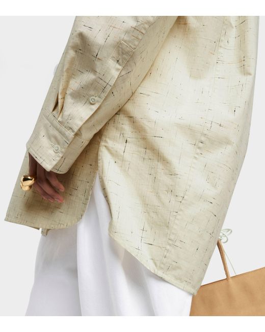 Bottega Veneta White Oversized Textured Cotton-blend Shirt