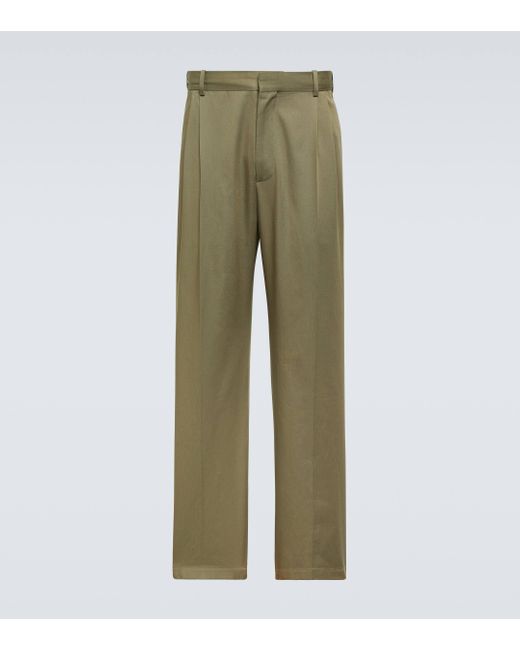 Loewe Green Cotton Twill Straight Pants for men