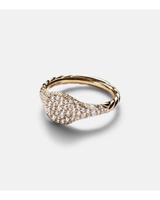 David Yurman White Petite Pave 18Kt Pinky Ring With Diamonds