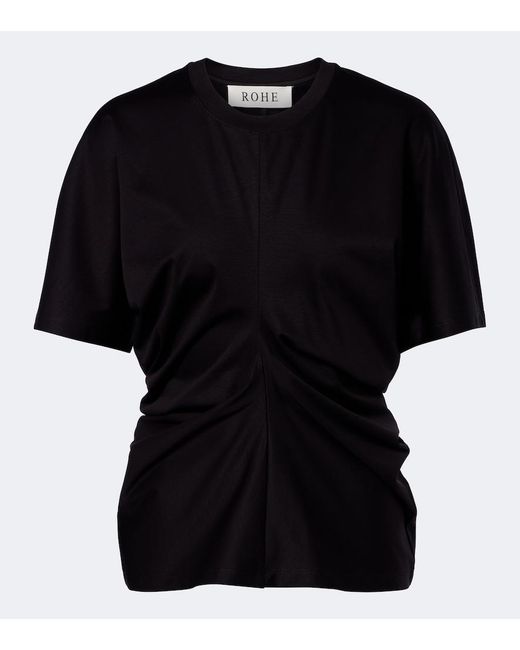 Rohe Black Gathered Cotton And Silk-Blend T-Shirt