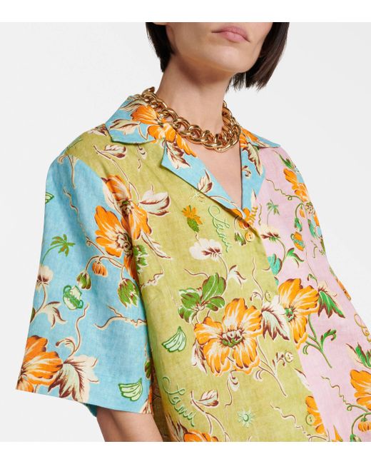 ALÉMAIS Multicolor Printed Colorblocked Linen Shirt