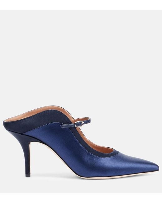 Malone Souliers Blue Delphi 70 Satin Pumps