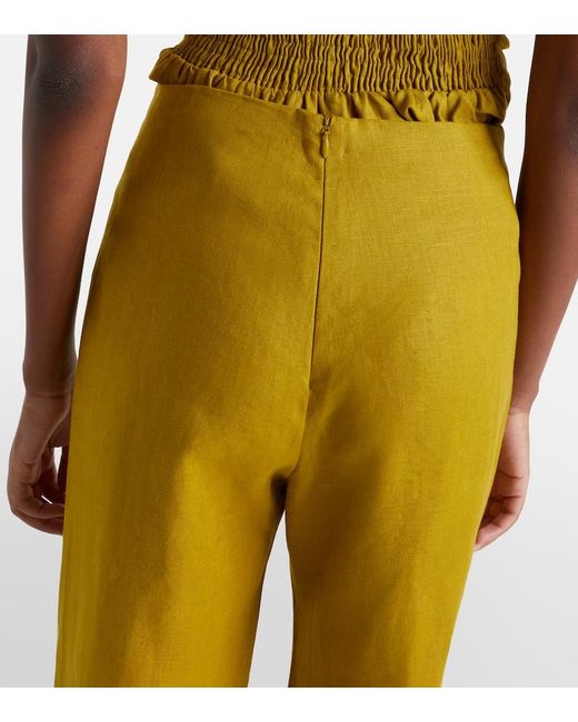 Faithfull The Brand Green Ilride Linen Wide-Leg Pants
