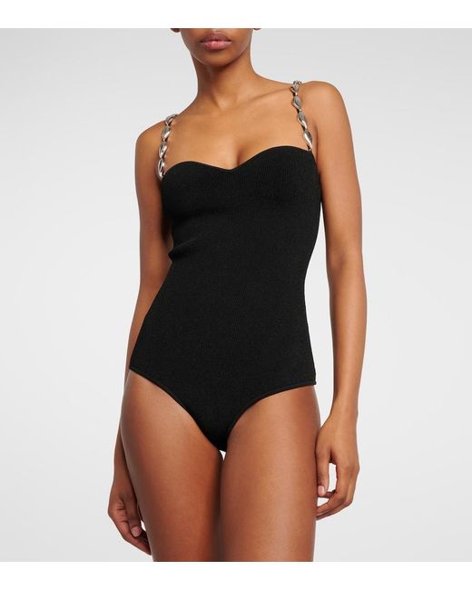 Galvan Black Crystal Wave Bodysuit