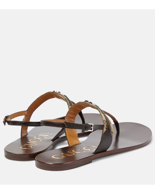 Gucci Brown Interlocking G Web Sandal, Gg Canvas