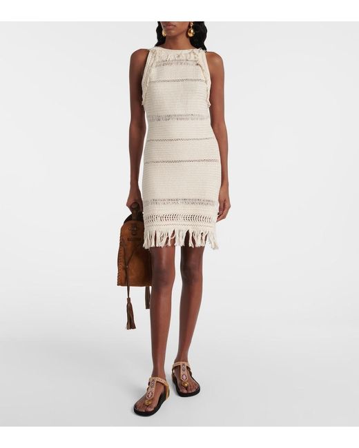 Isabel Marant Natural Araliage Macrame Cotton Minidress