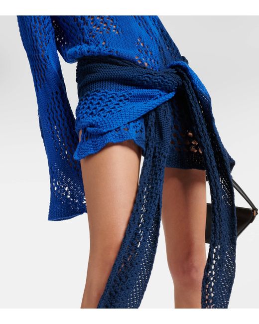 Robe en crochet de coton imprime The Attico en coloris Blue