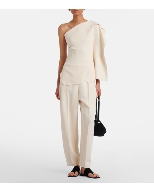 FFORME White Yvette Barrel-Leg Pants
