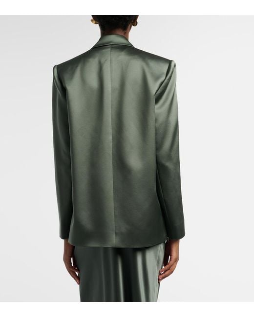 The Sei Green Double-Breasted Silk Blazer