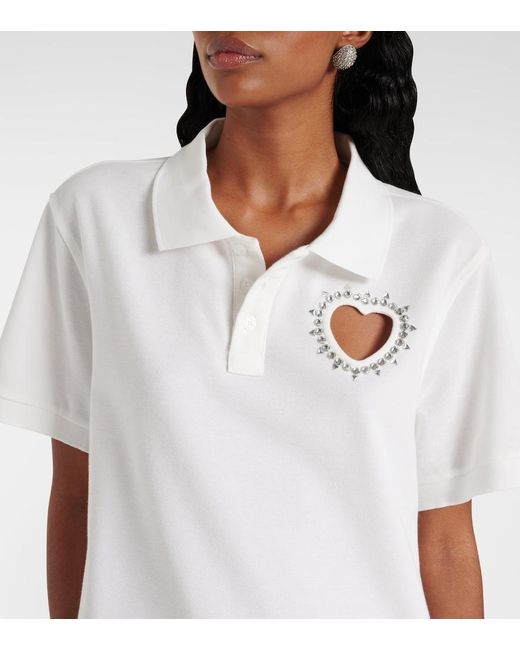 Abito Corto Con Cut-Out E Cristalli di Area in White