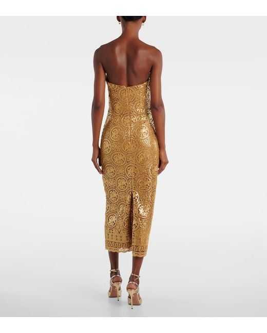 Emilia Wickstead Metallic Leila Guipure Lace Midi Dress