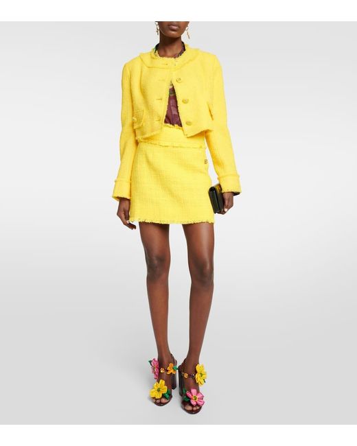 Dolce & Gabbana Yellow Minirock aus Tweed