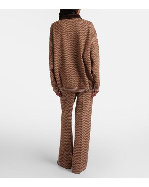 Missoni Brown Zigzag Low-Rise Bootcut Pants