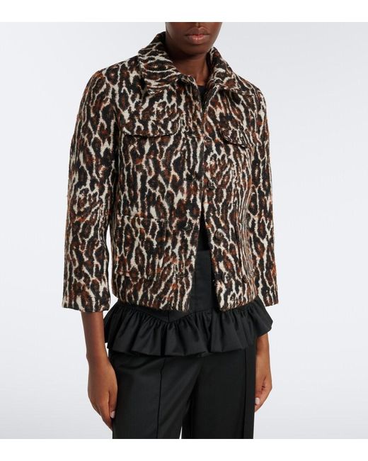 Ganni Black Leopard-Print Jacquard Jacket