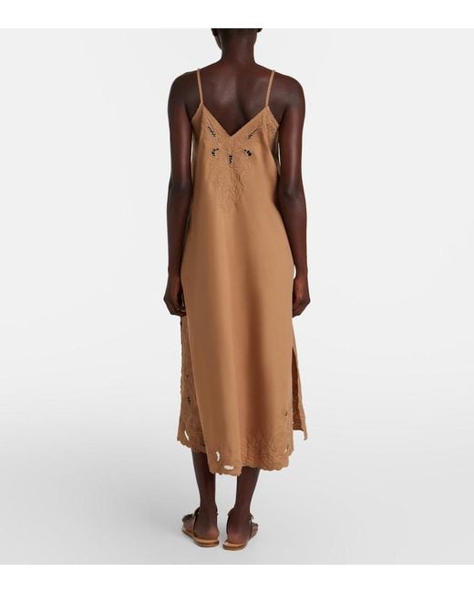 Juliet Dunn Brown Broderie Anglaise Cotton Slip Dress