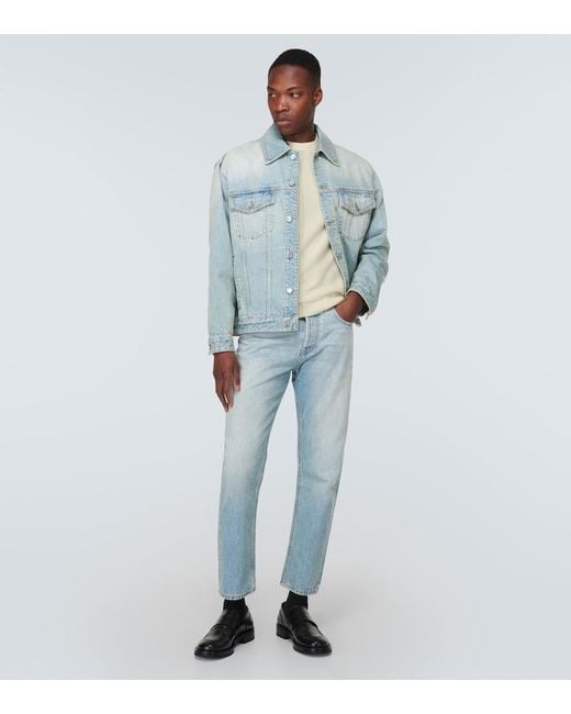 Valentino Blue Cropped Straight Jeans for men