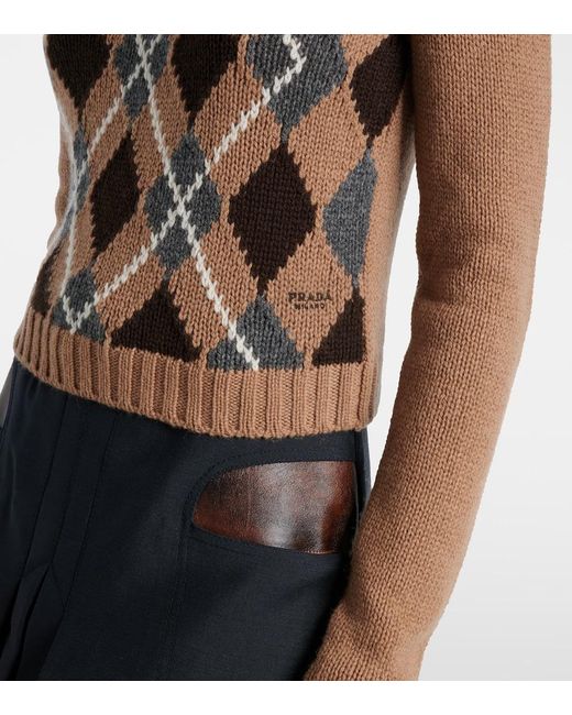 Prada Brown Argyle Cashmere Sweater