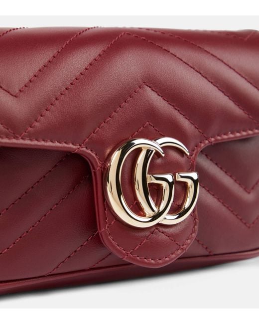 Gucci Red GG Marmont Super Mini Leather Shoulder Bag