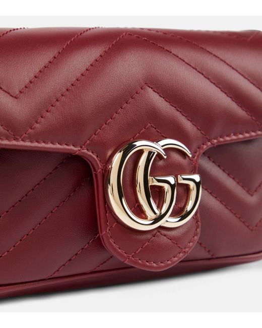 Gucci Red GG Marmont Super Mini Leather Shoulder Bag