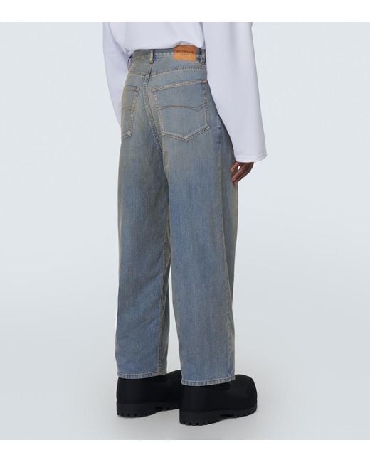 Balenciaga Blue Waterproof Wide-Leg Jeans for men