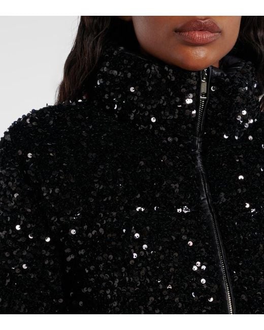 Moncler Black Louvi Sequined Down Jacket